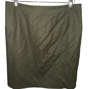 Lands End 100% wool olive green skirt midi length fully lined women’s size 16